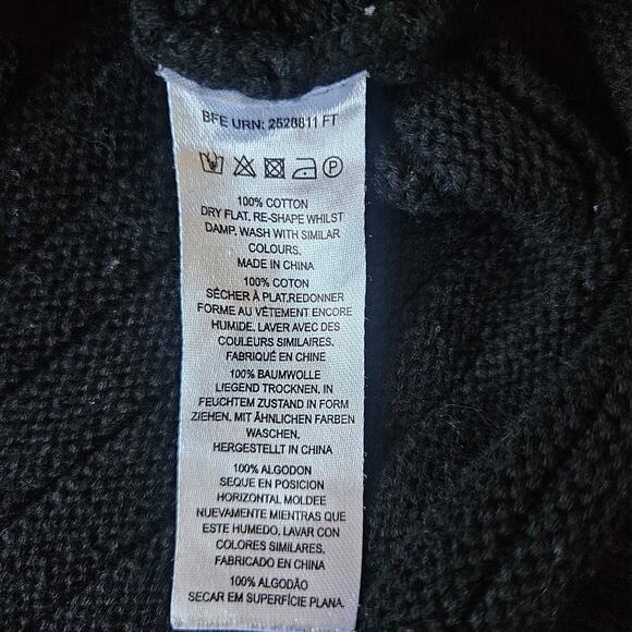 French Connection Sweater Womens‎ M Black Cotton Ribbed Mock Neck Chunky Tunic - Picture 4 of 8